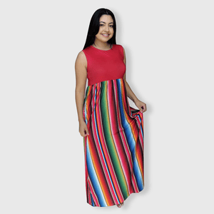 ILTEX Apparel Serape Red Maxi Dress Women