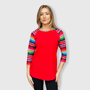 ILTEX Apparel Serape Red Top