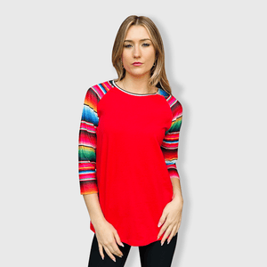 ILTEX Apparel Serape Red Top
