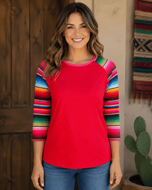 ILTEX Apparel Serape Red Top