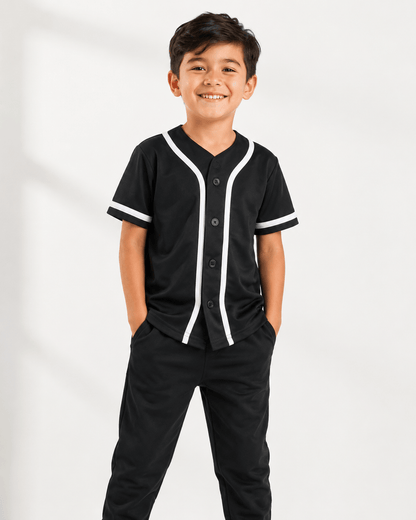 ILTEX Apparel Shirts & Tops Black / 2T Baseball Button Down Jersey Kids