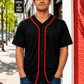 ILTEX Apparel Shirts & Tops Black/Red / Small Adult Button-Down Baseball Jersey