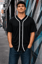 ILTEX Apparel Shirts & Tops Black / Small Adult Button-Down Baseball Jersey
