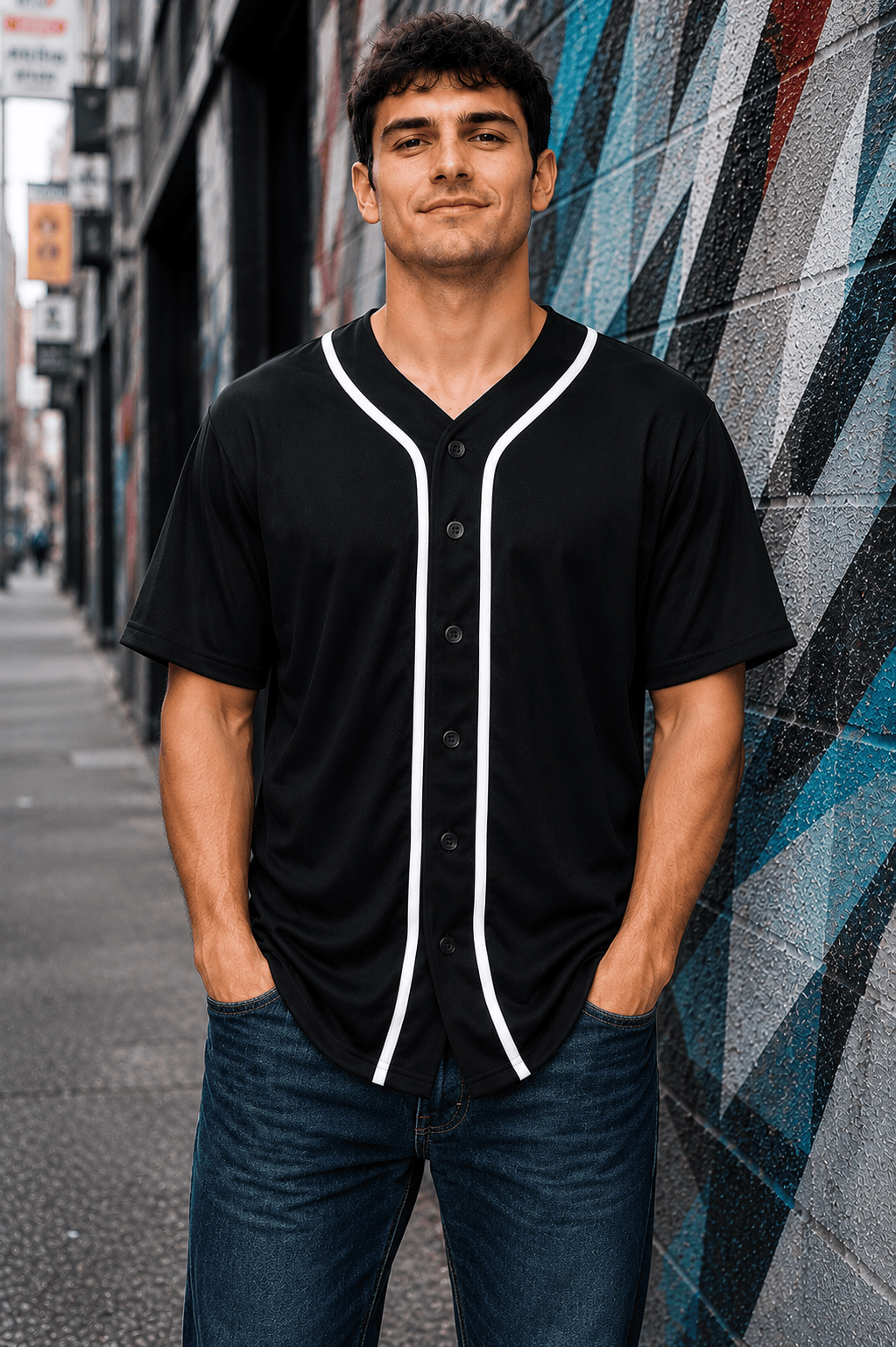 ILTEX Apparel Shirts & Tops Black / Small Adult Button-Down Baseball Jersey