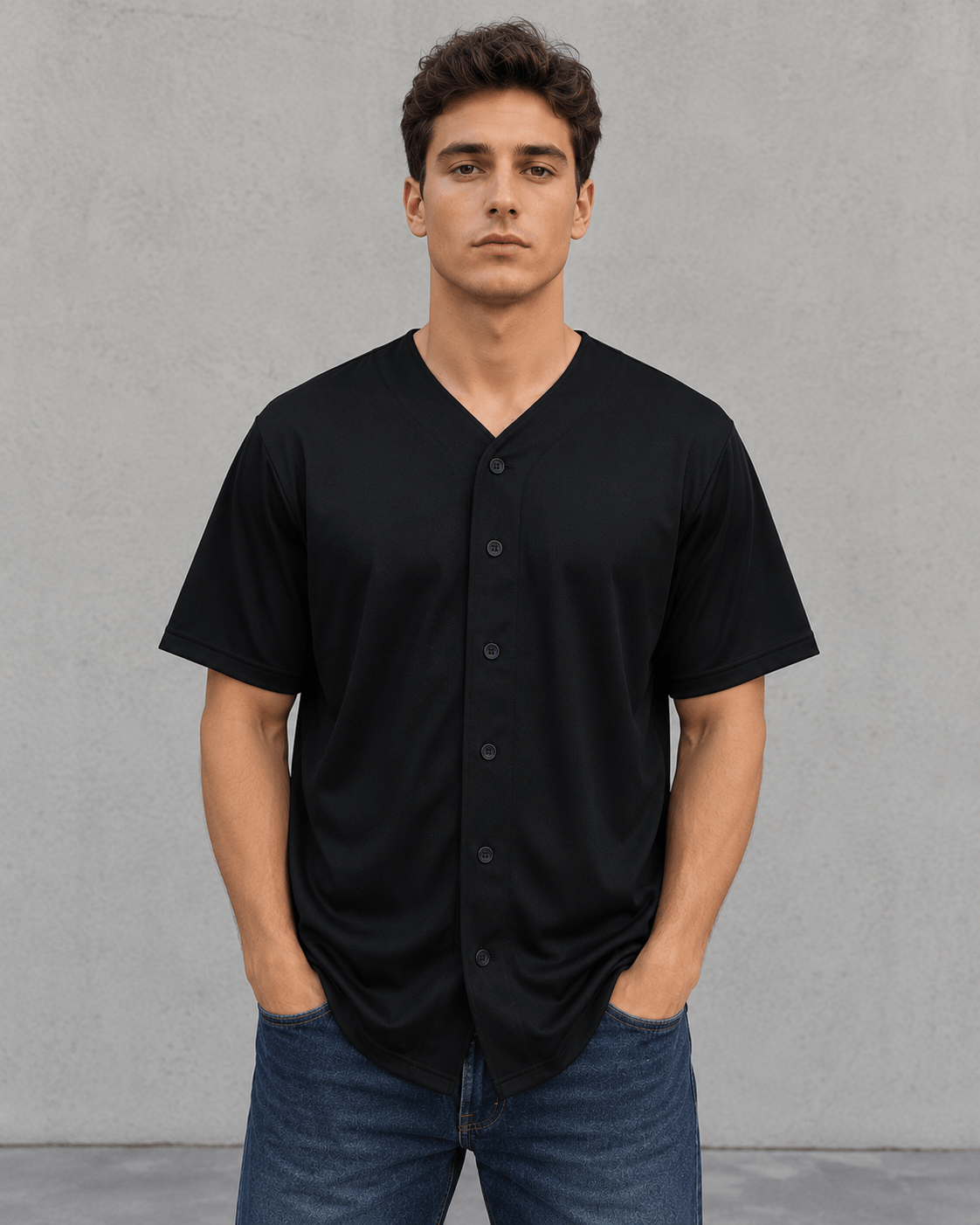 ILTEX Apparel Shirts & Tops Black (Solid) / Small Adult Button-Down Baseball Jersey