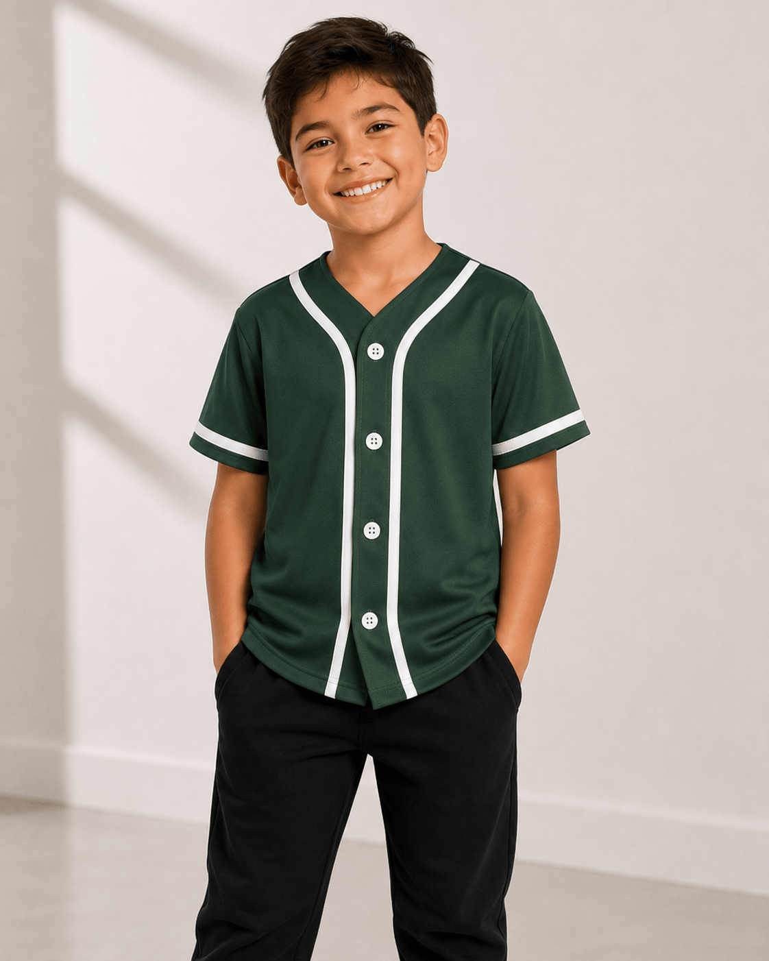 ILTEX Apparel Shirts & Tops Forrest Green/White / 2T Kids Button-Down Baseball Jersey