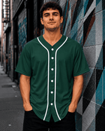 ILTEX Apparel Shirts & Tops Forrest Green/White / Small Adult Button-Down Baseball Jersey