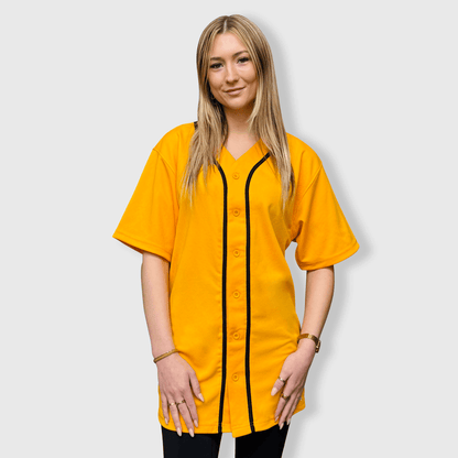 ILTEX Apparel Shirts & Tops Gold/Black / Small New Colors - Baseball Button Down Jersey Adult