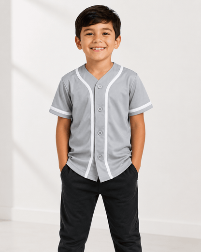 ILTEX Apparel Shirts & Tops Gray / 2T Baseball Button Down Jersey Kids