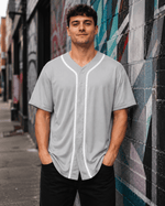 ILTEX Apparel Shirts & Tops Gray / Small Adult Button-Down Baseball Jersey