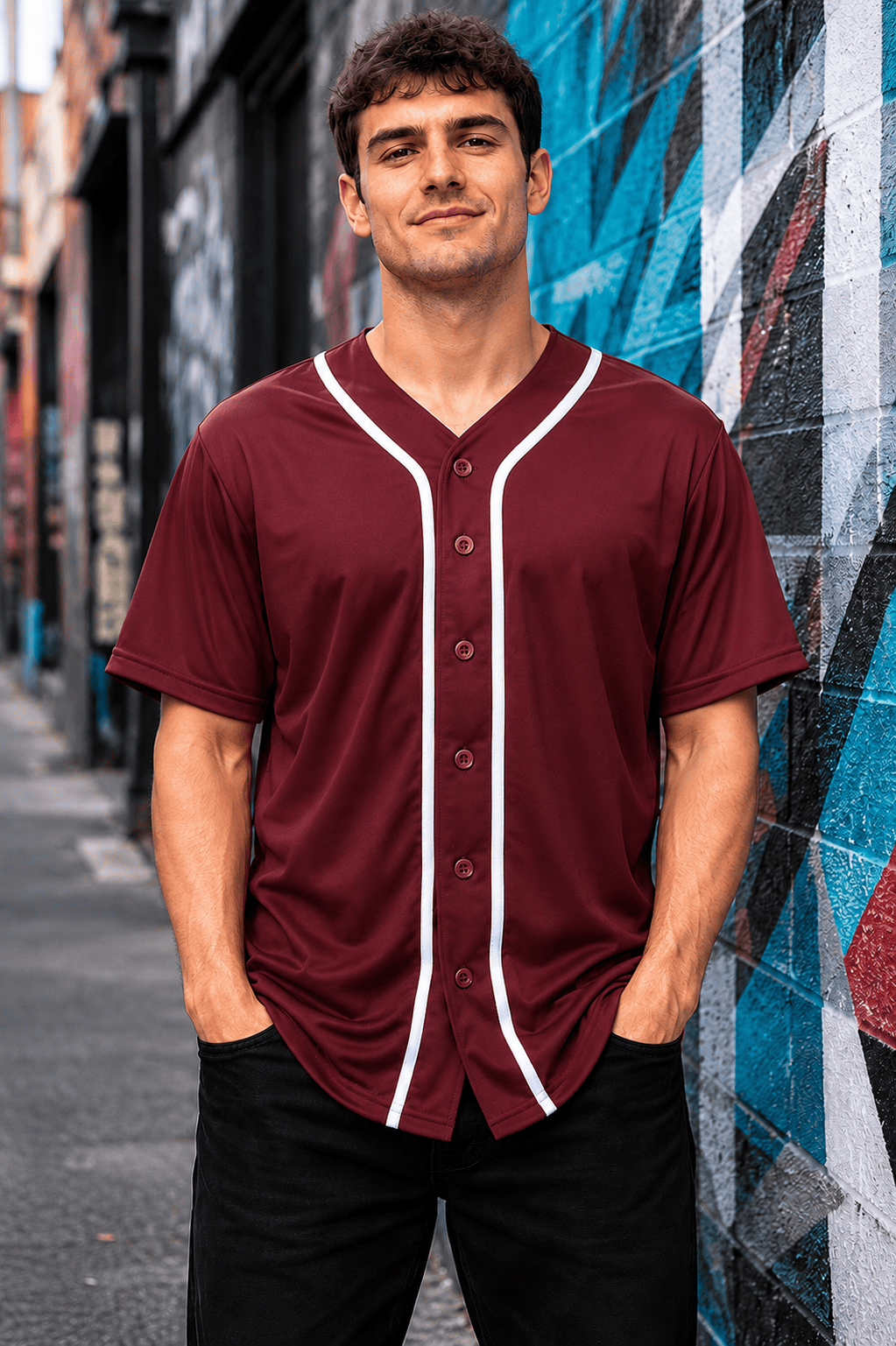ILTEX Apparel Shirts & Tops Maroon / Small Adult Button-Down Baseball Jersey