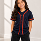 ILTEX Apparel Shirts & Tops Navy/Orange / 2T Baseball Button Down Jersey Kids