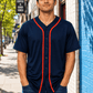 ILTEX Apparel Shirts & Tops Navy/Orange / Small Adult Button-Down Baseball Jersey