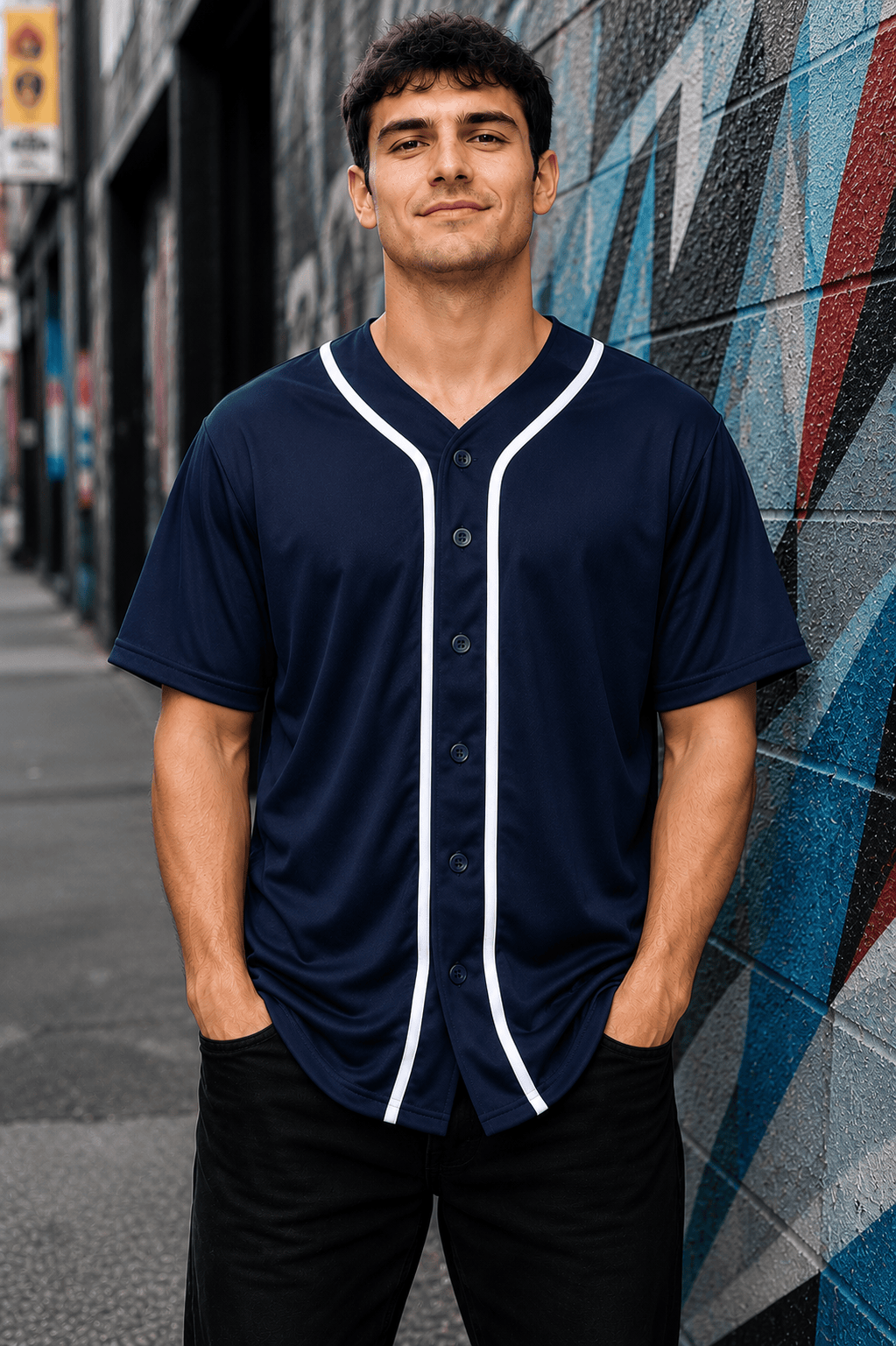 ILTEX Apparel Shirts & Tops Navy/White / Small Adult Button-Down Baseball Jersey