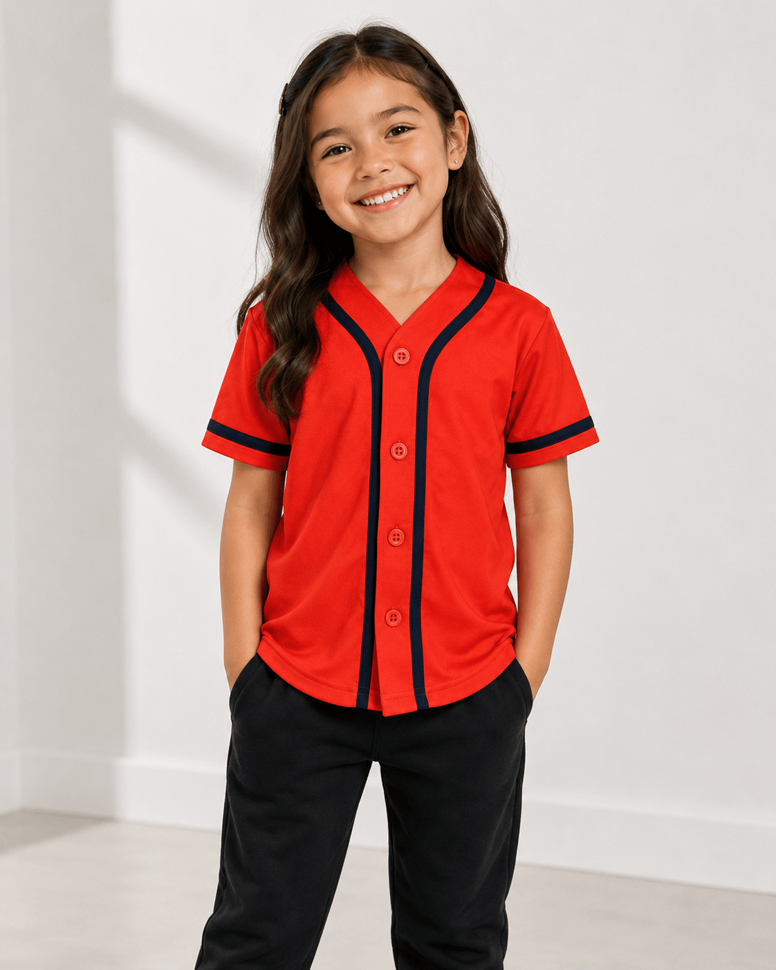ILTEX Apparel Shirts & Tops Orange/Navy / 2T Baseball Button Down Jersey Kids