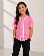 ILTEX Apparel Shirts & Tops Pink/White / 2T Kids Button-Down Baseball Jersey