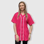 ILTEX Apparel Shirts & Tops Pink/White / Small New Colors - Baseball Button Down Jersey Adult