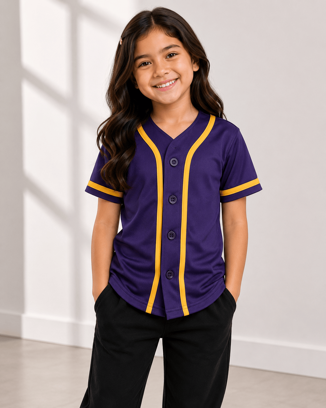 ILTEX Apparel Shirts & Tops Purple/Gold / 2T Baseball Button Down Jersey Kids