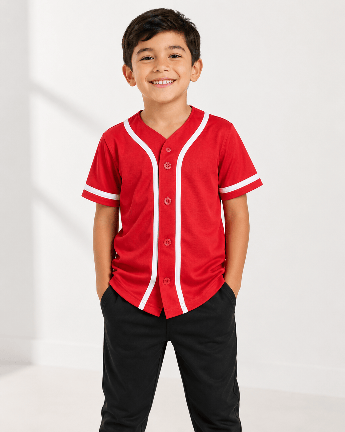 ILTEX Apparel Shirts & Tops Red / 2T Baseball Button Down Jersey Kids