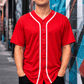 ILTEX Apparel Shirts & Tops Red / Small Adult Button-Down Baseball Jersey