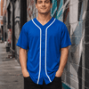 Adult Button-Down Baseball Jersey - Royal Blue
