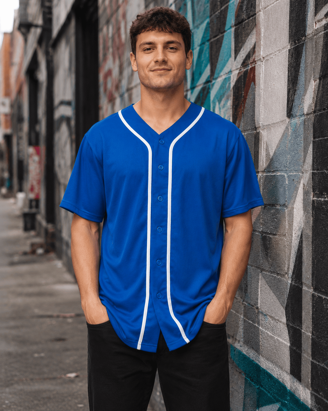 ILTEX Apparel Shirts & Tops Royal Blue / Small Adult Button-Down Baseball Jersey