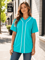 ILTEX Apparel Shirts & Tops Tiffany / Small Adult Button-Down Baseball Jersey