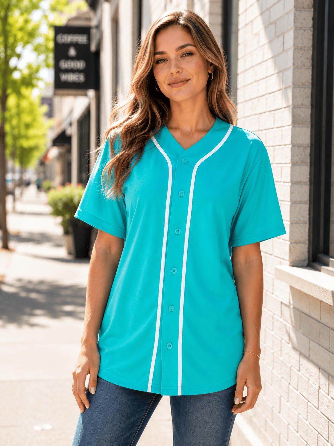 ILTEX Apparel Shirts & Tops Tiffany / Small Adult Button-Down Baseball Jersey