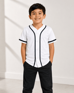 ILTEX Apparel Shirts & Tops White/Black / 2T Baseball Button Down Jersey Kids