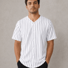 Adult Pinstripe Button-Down Baseball Jersey - White/Black (Pinstripe)