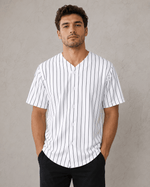 ILTEX Apparel Shirts & Tops White/Black (Pinstripe) / Small Adult Pinstripe Button-Down Baseball Jersey