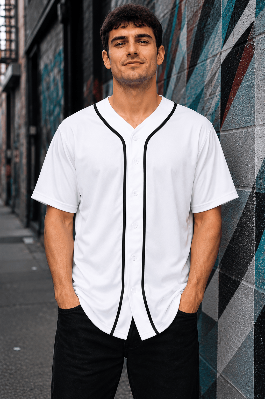 ILTEX Apparel Shirts & Tops White/Black / Small Adult Button-Down Baseball Jersey