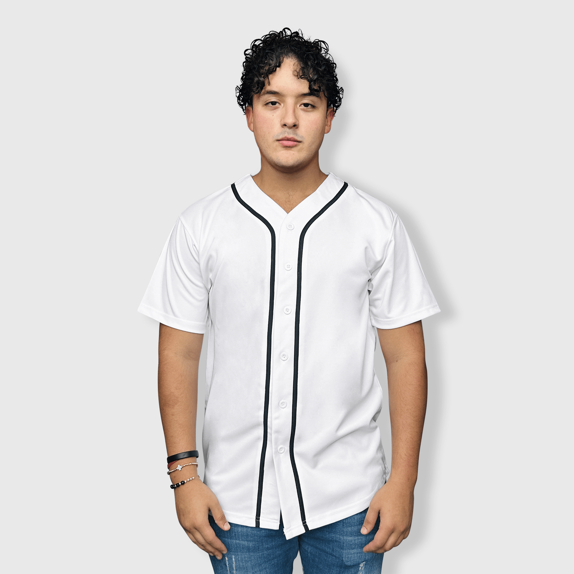 ILTEX Apparel Shirts & Tops White/Black / Small Baseball Button Down Jersey Adult