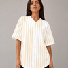 Adult Pinstripe Button-Down Baseball Jersey - White/Gold (Pinstripe)