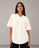 ILTEX Apparel Shirts & Tops White/Gold (Pinstripe) / Small Adult Pinstripe Button-Down Baseball Jersey