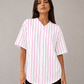ILTEX Apparel Shirts & Tops White/Hot Pink (Pinstripe) / Small Adult Pinstripe Button-Down Baseball Jersey
