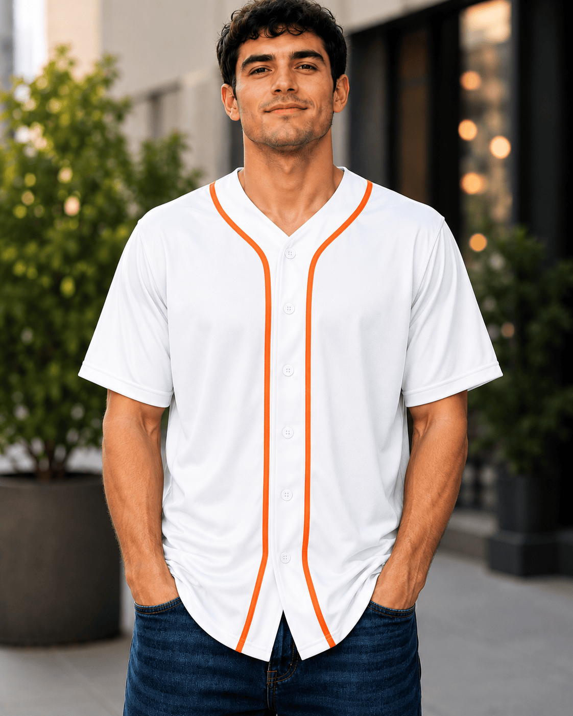 ILTEX Apparel Shirts & Tops White/Orange / Small Adult Button-Down Baseball Jersey