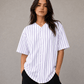 ILTEX Apparel Shirts & Tops White/Purple (Pinstripe) / Small Adult Pinstripe Button-Down Baseball Jersey