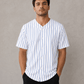 ILTEX Apparel Shirts & Tops White/Royal Blue (Pinstripe) / Small Adult Pinstripe Button-Down Baseball Jersey