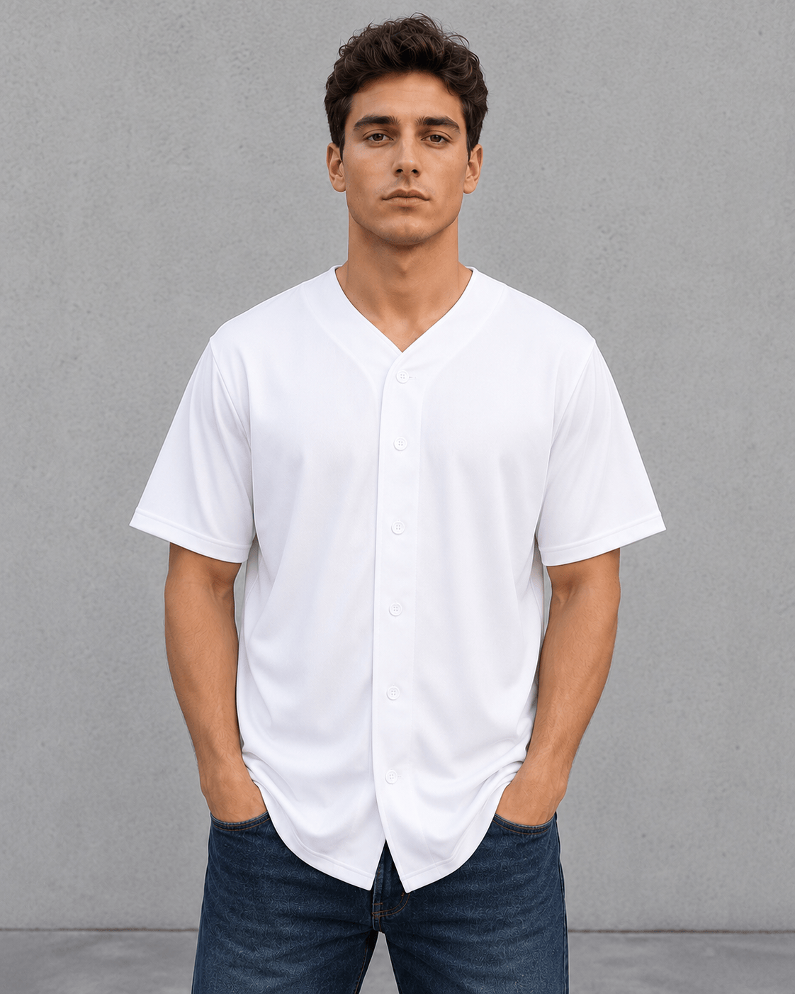 ILTEX Apparel Shirts & Tops White (Solid) / Small Adult Button-Down Baseball Jersey