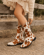 ILTEX Apparel Shoes Cow Print Brown Cowboy Boots - Adult & Kids