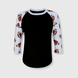 ILTEX Apparel Sports Raglan 2T / Black/White Football Print Raglan Kids