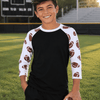Football Print Raglan Kids - Black/White