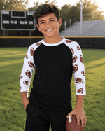 ILTEX Apparel Sports Raglan 2T / Black/White Football Print Raglan Kids