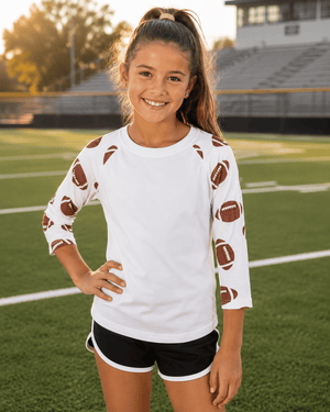 ILTEX Apparel Sports Raglan 2T / White/White Football Print Raglan Kids