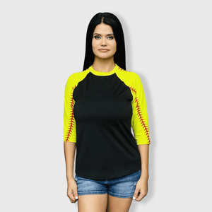 ILTEX Apparel Sports Raglan Black/Yellow / Small Softball Sleeve Raglan Adult