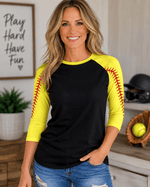 ILTEX Apparel Sports Raglan Black/Yellow / Small Softball Sleeve Raglan Adult