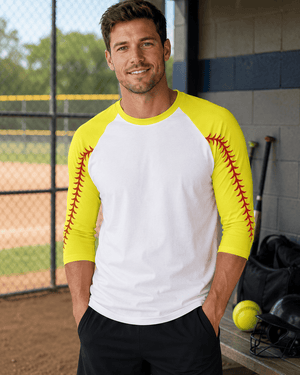 ILTEX Apparel Sports Raglan White/Yellow / Small Softball Sleeve Raglan Adult