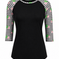 ILTEX Apparel St. Patrick's Plaid Clover Black Top