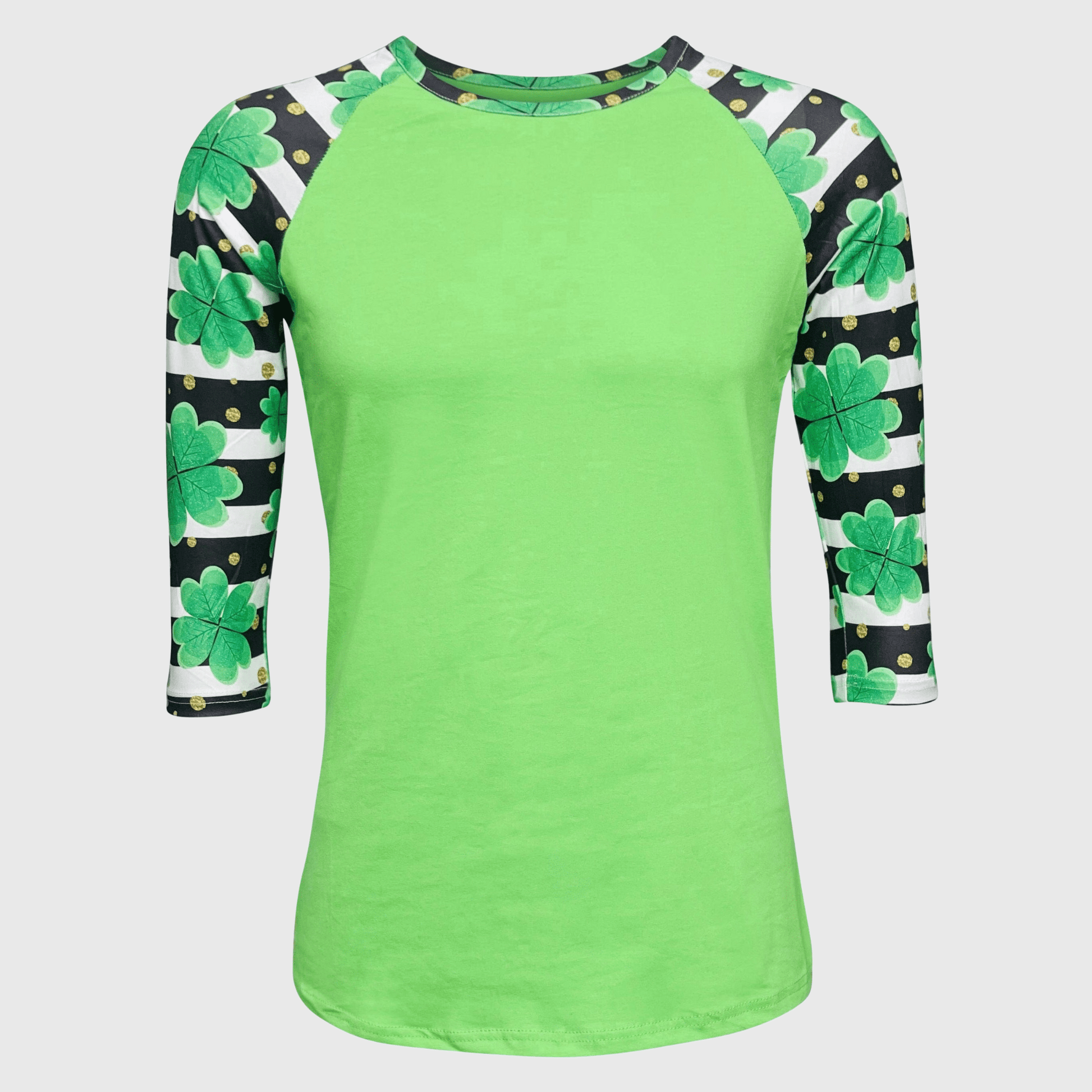ILTEX Apparel St. Patrick's Striped Clover Green Top